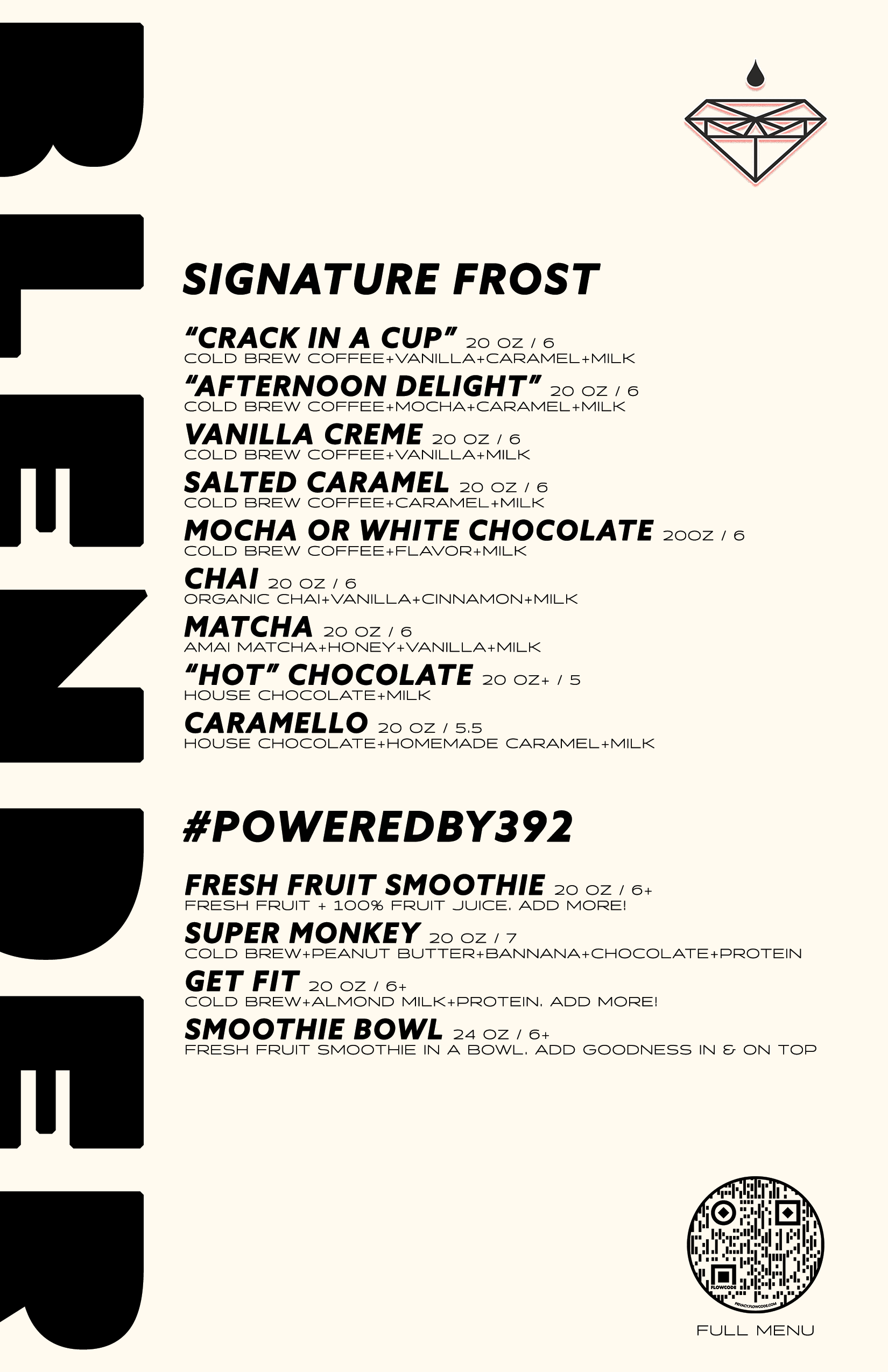 Current In-Shop Menu — @392Caffe